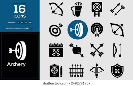 Archery Set of high-quality icons that are suitable for Archery. And change your next projects with minimalist icon design, perfect for websites, mobile apps, books, social media