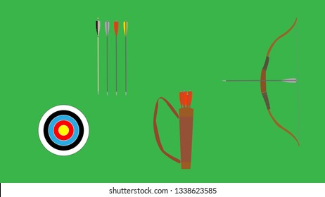 Archery Set with wooden bow, different arrows, target and quiver