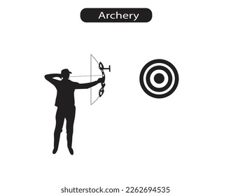 Archery Silhouette Icon Vector Illustration 