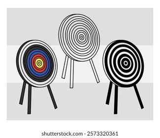 Archery, Archery Silhouette, Sports, Archery Game, Archery Arrow, Arrow, Target, vector, Clipart, Silhouette, Target Board, 