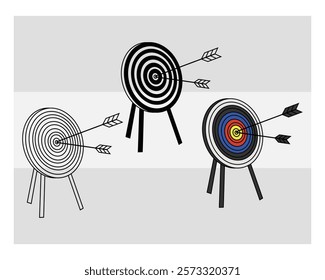 Archery, Archery Silhouette, Sports, Archery Game, Archery Arrow, Arrow, Target, vector, Clipart, Silhouette, Target Board, 