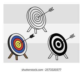 Archery, Archery Silhouette, Sports, Archery Game, Archery Arrow, Arrow, Target, vector, Clipart, Silhouette, Target Board, 