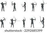 Archery silhouettes, Man archery silhouette , Woman archery silhouette