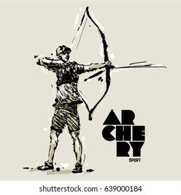 Archery. Sketch style vector illustration