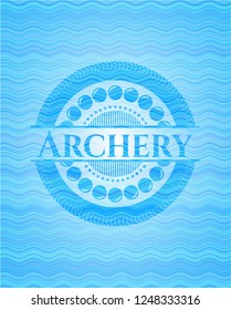 Archery sky blue water wave style emblem.