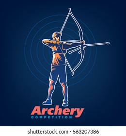 Archery. Sport emblem on the black background