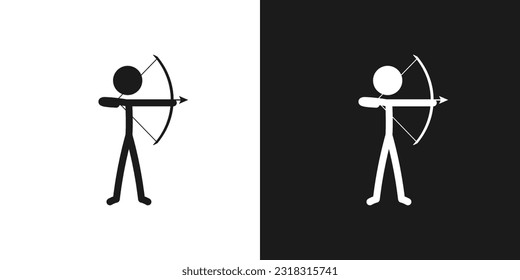 Archery sport icon pictogram vector design. Stick figure man archer athlete vector icon sign symbol pictogram