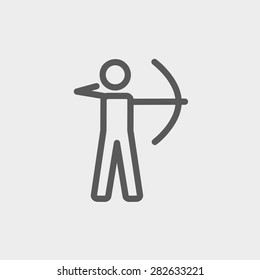 Archery sport icon thin line for web and mobile, modern minimalistic flat design. Vector dark grey icon on light grey background.