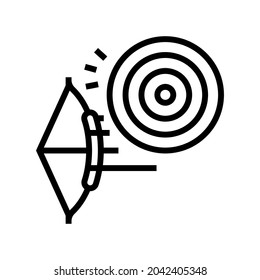 vector de icono de línea deportiva de tiro con arco. signo deportivo de tiro con arco. símbolo de contorno aislado ilustración negra