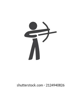 Archery sport vector icon. filled flat sign for mobile concept and web design. Man with bow and arrow glyph icon. Symbol, logo illustration. Vector graphics
