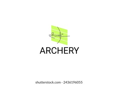 icono de línea vectorial de tiro con arco. deportista, cartel de equipo. ilustración de pictograma deportivo.
