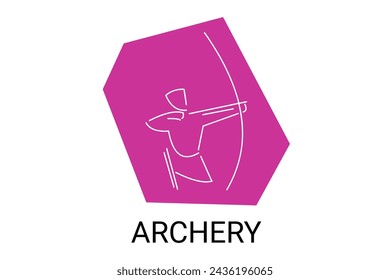 icono de línea vectorial de tiro con arco. deportista, cartel de equipo. ilustración de pictograma deportivo.
