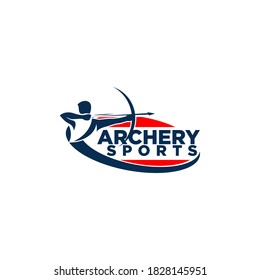 Archery Sports Academy Team Arrow and Bow Sport Logo Template