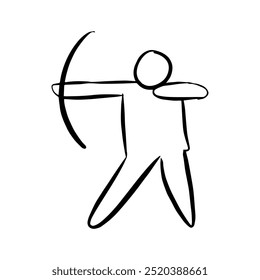 archery sports cartoon icon line art hand draw vector.eps