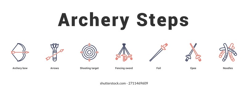 Archery Steps Modern and clean web banner illustration featuring thematic icons for visual communication