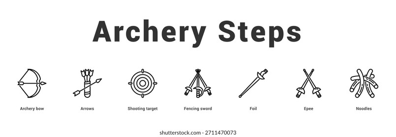 Archery Steps Modern and clean web banner illustration featuring thematic icons for visual communication