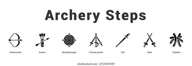 Archery Steps Modern and clean web banner illustration featuring thematic icons for visual communication