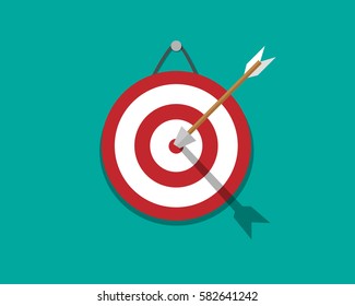 Archery Target with arrow in flat style