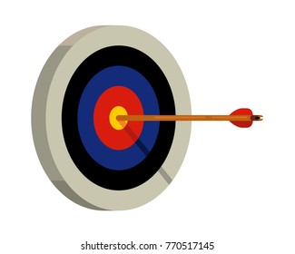 archery target with an arrow hitting on center vector illustration