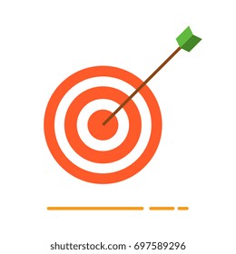 Archery target with arrow icon. Creative business concept vector illustration in flat design.