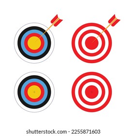 Bogenziel mit Pfeilsymbol im flachen Design, Vektorgrafik