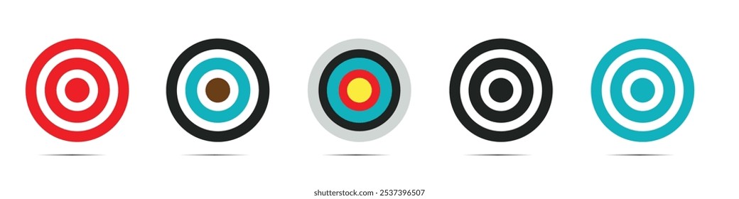 Archery target with arrow illustration. Bow icon and hunting arrows vector silhouette logo.Business Target and Goal achievement success concept icon.  Realistic target and arrow icon. target isolated