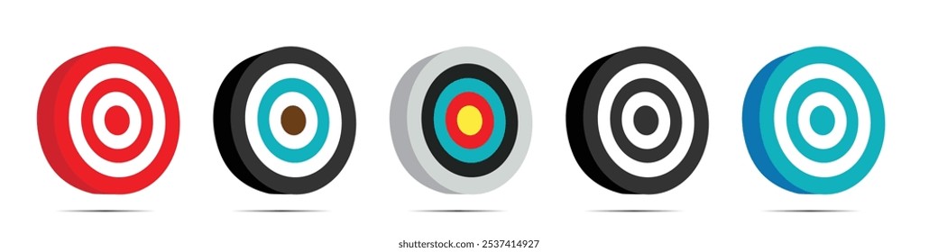 Archery target with arrow illustration. Bow icon and hunting arrows vector silhouette logo.Business Target and Goal achievement success concept icon.  Realistic target and arrow icon. target isolated