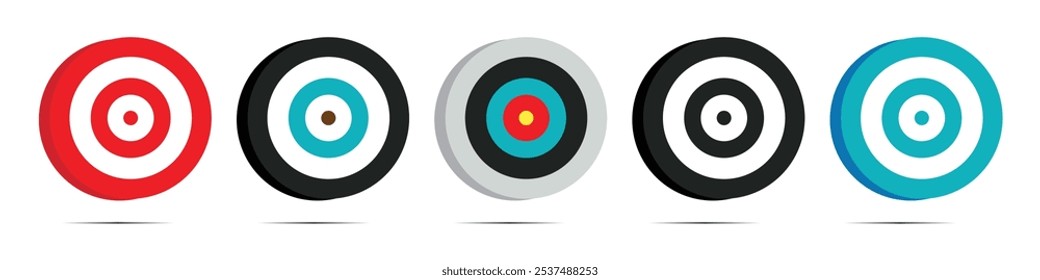 Archery target with arrow illustration. Bow icon and hunting arrows vector silhouette logo.Business Target and Goal achievement success concept icon.  Realistic target and arrow icon. target isolated