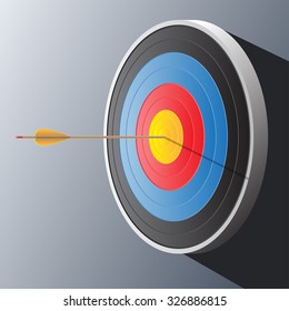 Archery target and arrow illustration vector background.