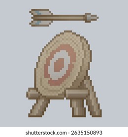 archery target with arrow in pixel art style