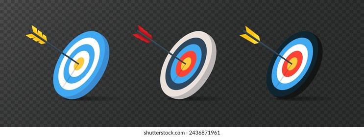 Archery target with arrow. Target and arrow realistic illustration. 