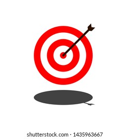Archery target with arrow in red and white color