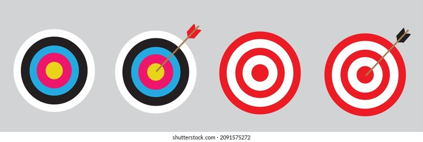 Archery target with arrow. Vector illustration.