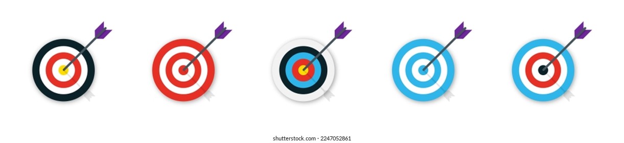 Archery target with arrow. Vector illustration. Target with arrow. Goal achievement concept. 