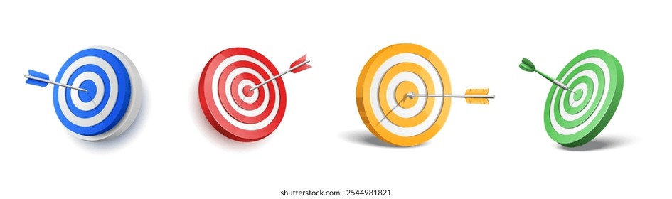 Archery target with arrow. Vector illustration set icon