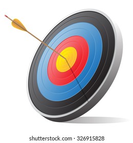 Archery target and arrow white background illustration vector sport background.