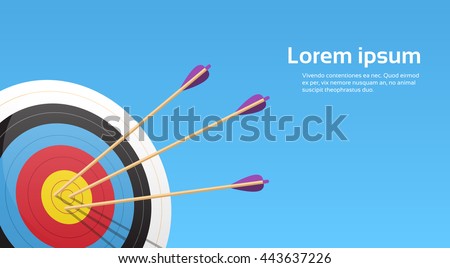 Archery Target With Arrows Archer Sport Game Competition Colorful Banner With Copy Space Vector Illustration