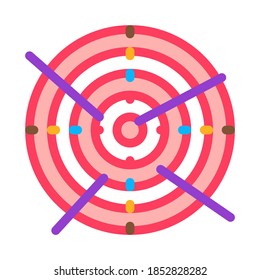 Destino De Arco Con Icono De Flechas Vector De Línea Delgada. Herramientas Deportivas De Torneo O De La Competencia De Arquetería Ilustración De Símbolo De Color