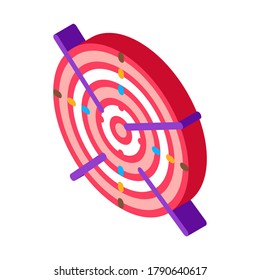 Archery Target With Arrows Icon Vector. Isometric Tournament Or Competition Archery Activity Sportive Tools sign. color isolated symbol illustration
