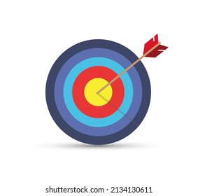 Archery target with arrows on white background. Goal achieve business concept. Vector illustration.