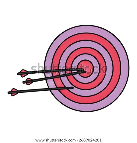 Archery Target Arrows Violet Vector Illustration Isolated Sport Doodle