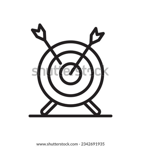 archery target board with arrows black and white outline icon