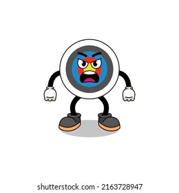 archery target cartoon illustration with angry expression , character design