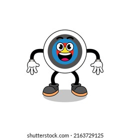 archery target cartoon with surprised gesture , character design