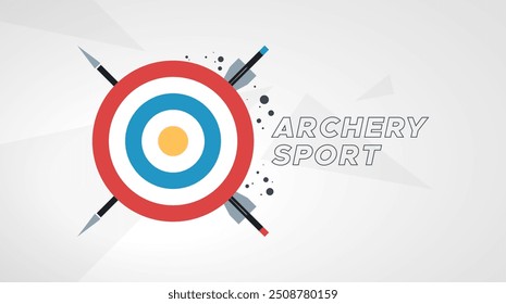 Diseño de ilustración de círculo de tiro con arco con concepto de deportes de tiro con arco. Para los Anuncios que celebran el Día Nacional del Deporte	