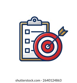 Archery Target and Clipboard Icon. Editable Stroke Target in Lineal Color Style