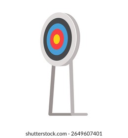 Archery target with concentric circles of different colors on white background illustration