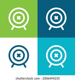Archery Target Flat four color minimal icon set