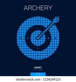 Archery Target flat icon blue pixel style