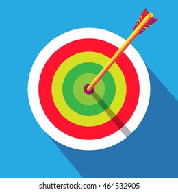 Archery Target flat. Rio Archery 2023 Vector goal target icon. Archer banner Archery poster Brazil Sport award cup Summer Games label Target arrow flat archery sign. Winner Symbol Olympian world logo